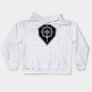 The cross of Jesus Christ with a heart framed by a crown of thorns against the background of a shield. Kids Hoodie